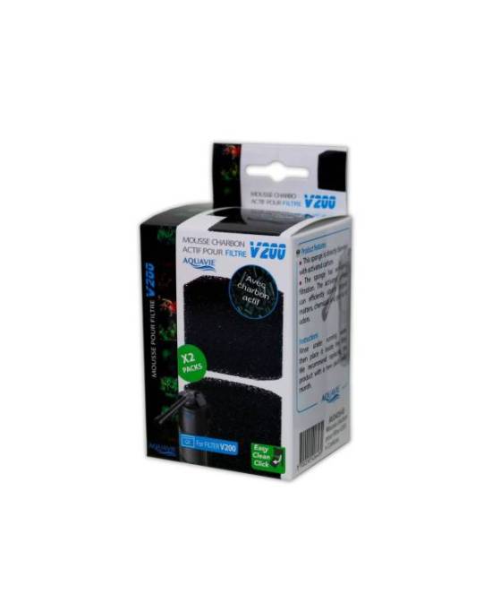 Aquavie - Mousse avec charbon pour filtre V200 - 2 pcs