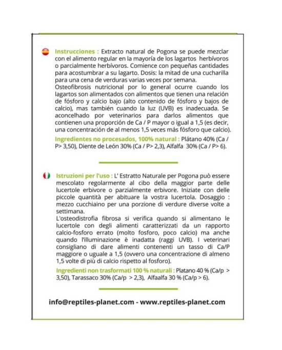 Reptiles Planet - Natural Extract for Pogona - 130g